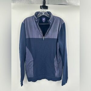 Johnnie-O Men's Navy Blue‎ Odin Mixed Media 1/4 Wool Pullover Jacket SZ Medium